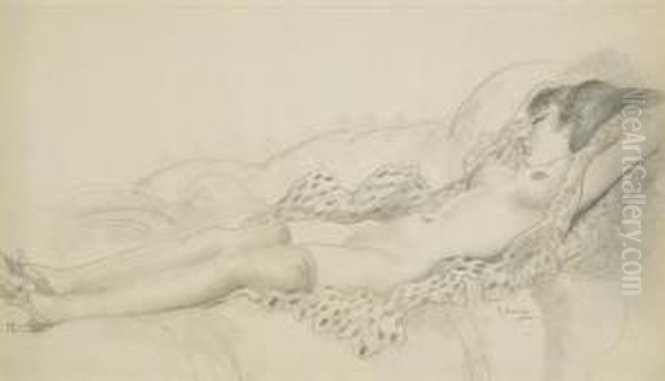 Reclining Nude Oil Painting by Emil Ganso