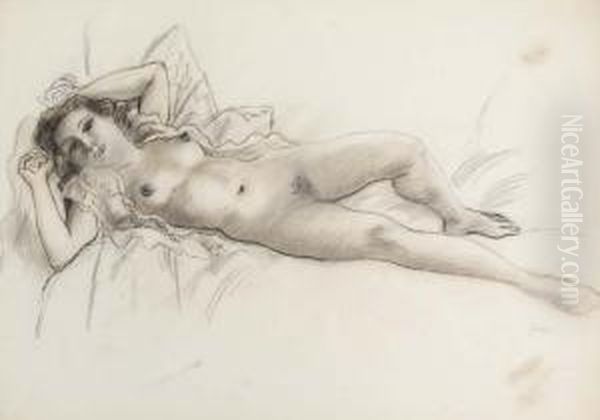 Reclining Nude Oil Painting by Emil Ganso