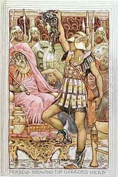 Perseus showing the Gorgons head Oil Painting by Walter Crane