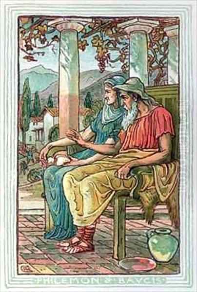 Philemon and Baucis Oil Painting by Walter Crane