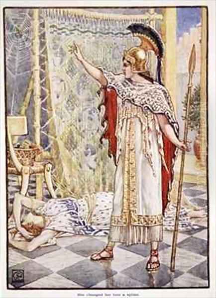 She changed her into a spider Oil Painting by Walter Crane