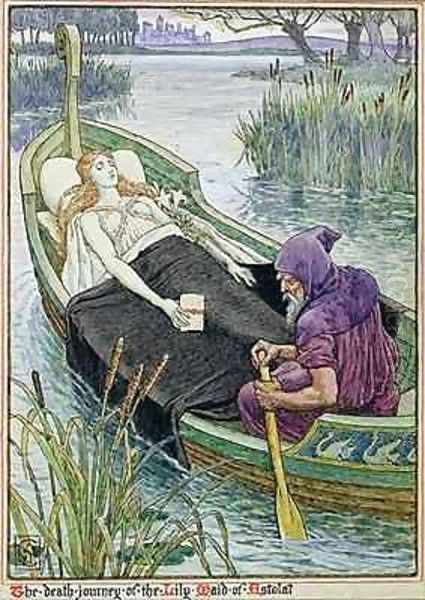 The Death Journey of the Lily Maid of Astolat 2 Oil Painting by Walter Crane