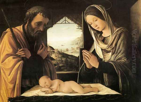 Nativity 1490 Oil Painting by Lorenzo Costa