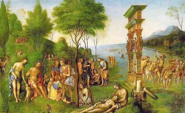 The Reign of Comus (begun by Mantegna, most work done by Costa after Mantegna's death) Oil Painting by Lorenzo Costa