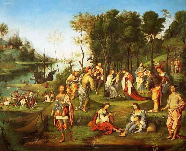 The Garden Of The Peaceful Arts (or Allegory Of The Court Of Isabelle D'Este) Oil Painting by Lorenzo Costa