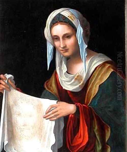 Sainte Veronique - Saint Veronica Oil Painting by Lorenzo Costa