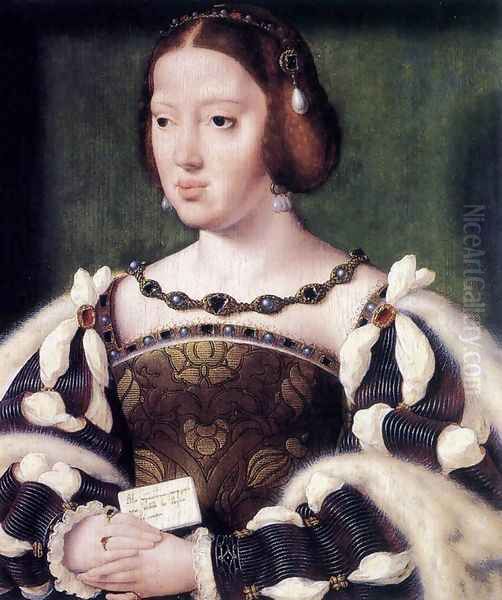 Portrait of Eleonora, Queen of France c. 1530 Oil Painting by Joos Van Cleve