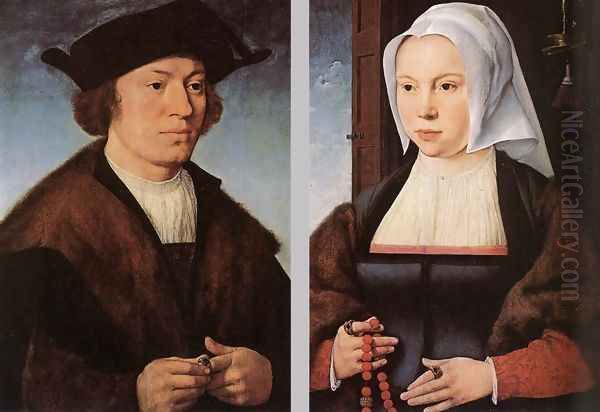 Portrait of a Man and Woman 1520 and 1527 Oil Painting by Joos Van Cleve