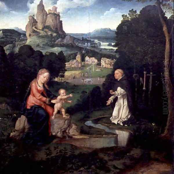 Madonna and Child with a Dominican Offering his Heart Oil Painting by Joos Van Cleve