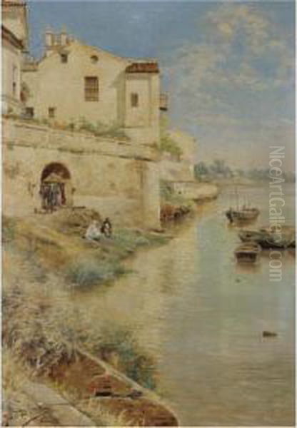 The Borders Of Guadalquivir Oil Painting by Manuel Garcia y Rodriguez