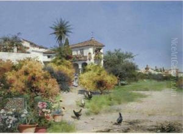 An Afternoon Stroll Oil Painting by Manuel Garcia y Rodriguez