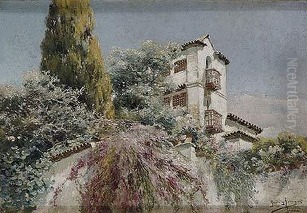 Jardines De Granada Oil Painting by Manuel Garcia y Rodriguez