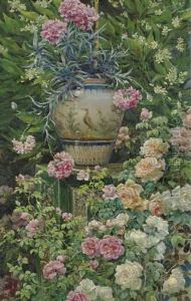 The Rose Garden Oil Painting by Manuel Garcia y Rodriguez