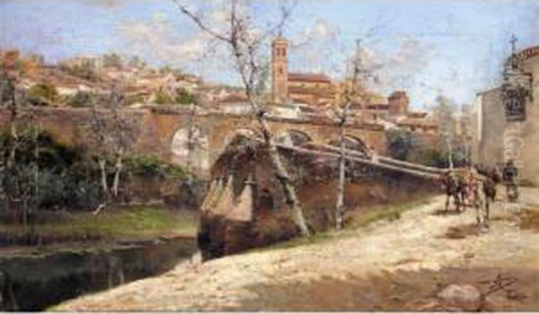 Vista De Alcala De Henares (view Of Alcala De Henares) Oil Painting by Manuel Garcia y Rodriguez