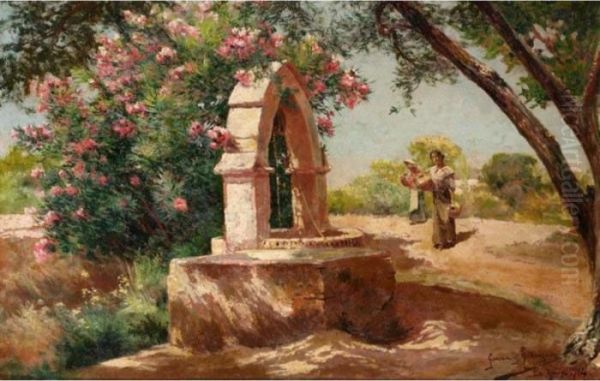 The Well At Jara Oil Painting by Manuel Garcia y Rodriguez