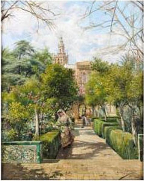 Vista De La Giralda Desde La 
Plaza Del Triunfo, Sevilla (view From The Plaza Del Triunfo Towards The 
Giralda Tower, Seville) Oil Painting by Manuel Garcia y Rodriguez