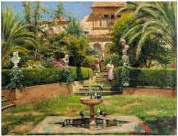 La Fuente (the Fountain) Oil Painting by Manuel Garcia y Rodriguez