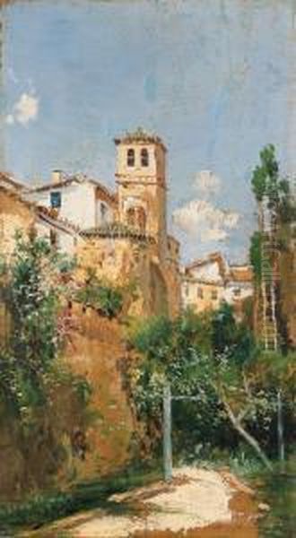 Scorcio Di Paese Oil Painting by Manuel Garcia y Rodriguez