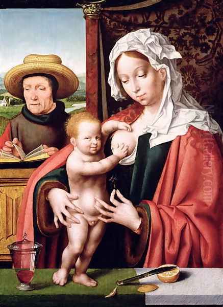 The Holy Family, c.1520 Oil Painting by Joos Van Cleve