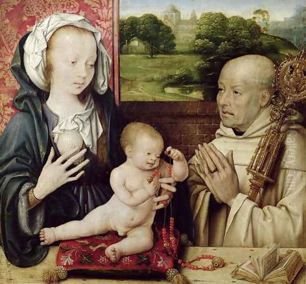 The Virgin and child worshipped by St.Bernard (detail) Oil Painting by Joos Van Cleve