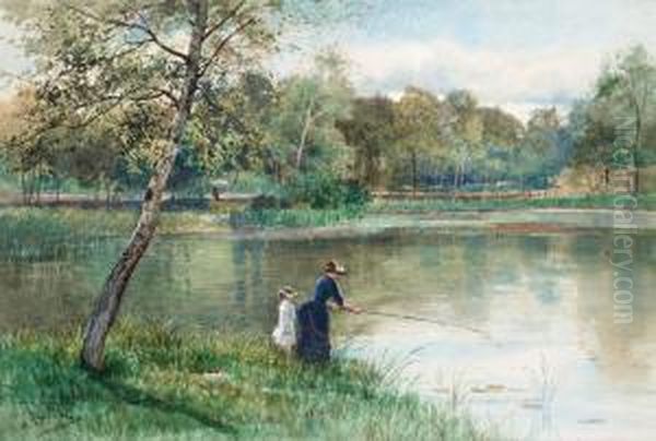 Fishing Oil Painting by Anna Gardell-Ericson