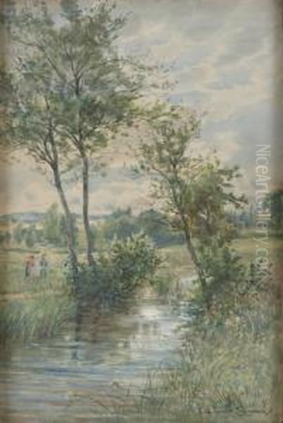 Insjolandskap Oil Painting by Anna Gardell-Ericson