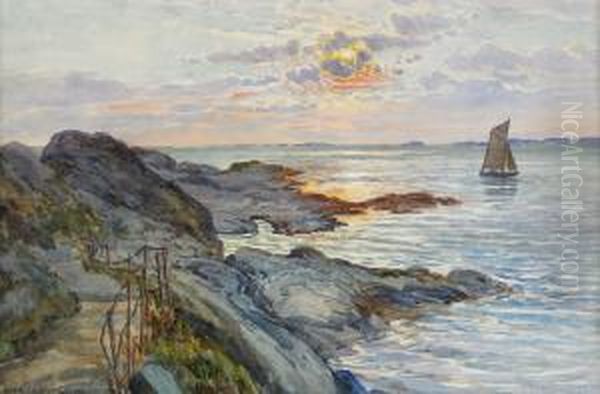 Klippig Strand - Motiv Fran Bohuslan Oil Painting by Anna Gardell-Ericson