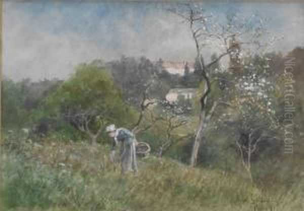 Flicka I Sommarlandskap Oil Painting by Anna Gardell-Ericson