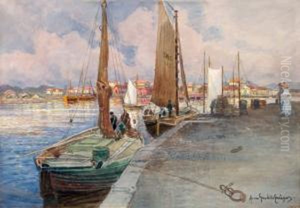 Hamnen I Marstrand Oil Painting by Anna Gardell-Ericson