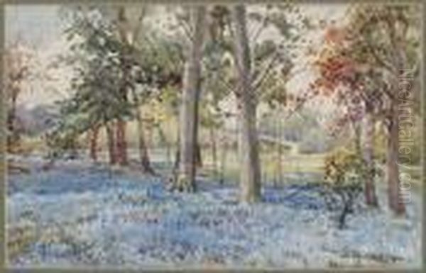 Blue Trees Kew Garden, London Oil Painting by Anna Gardell-Ericson