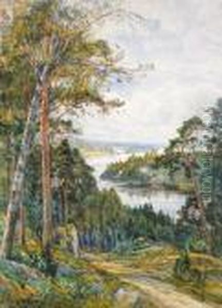 Landskapsutsikt Vid Hindas Oil Painting by Anna Gardell-Ericson