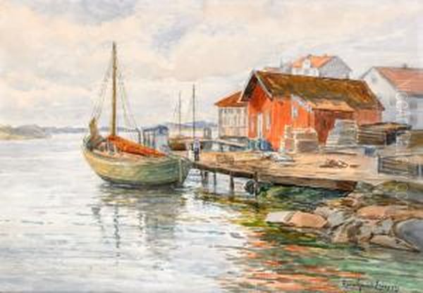 Fiskelager I Bohuslan Oil Painting by Anna Gardell-Ericson