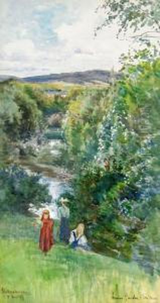 Sommarmotiv Fran Slottsskogen - Goteborg Oil Painting by Anna Gardell-Ericson