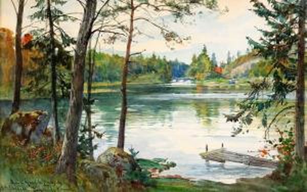 18de Slussen - Sommarmotiv Fran Dalslands Kanal Oil Painting by Anna Gardell-Ericson