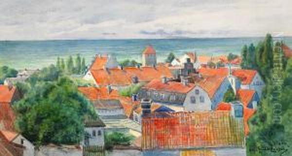 Utsikt Over Visby Oil Painting by Anna Gardell-Ericson