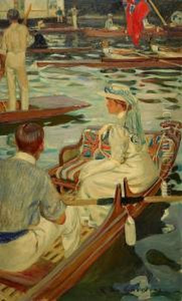 Boat Race Oil Painting by Du Raoul Gardier