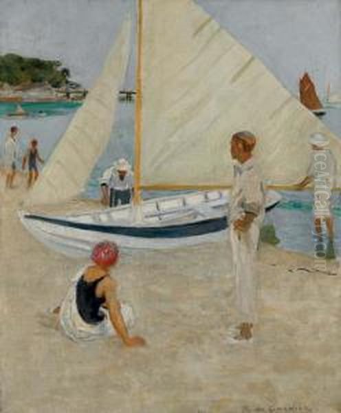 A La Plage, Noirmoutiers Oil Painting by Du Raoul Gardier