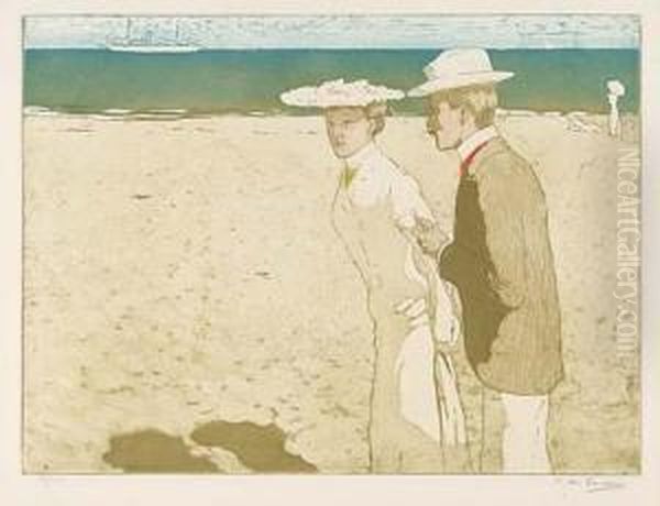 Promenade Sur Le Sable Oil Painting by Du Raoul Gardier