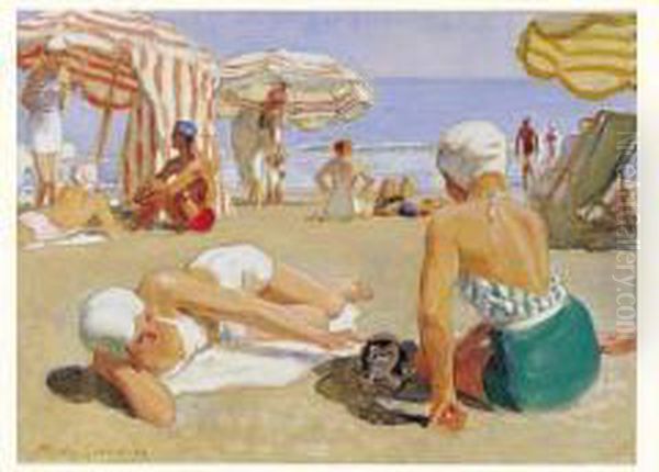 Sur La Plage Oil Painting by Du Raoul Gardier