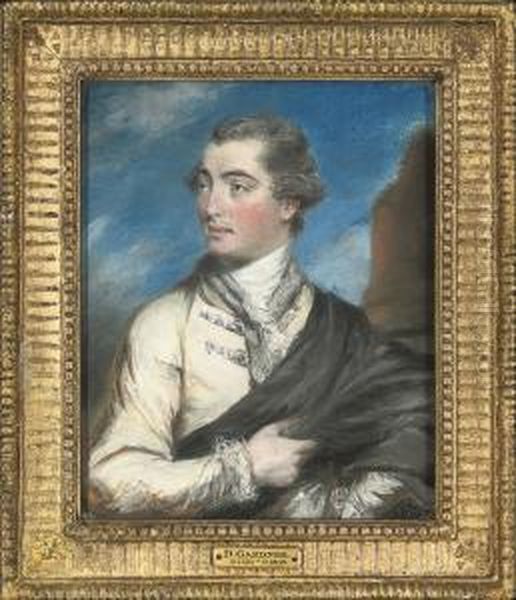 Portrait Of A Gentleman, Thought
 To Be Edward Madden Esq,half-length, Wearing A Black Cloak, Standing By
 A Column Oil Painting by Daniel Gardner