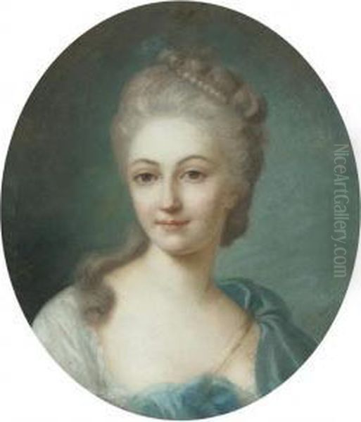 Portrait Of A Lady, Bust-length, With A Strand Of Pearls In Herhair Oil Painting by Daniel Gardner