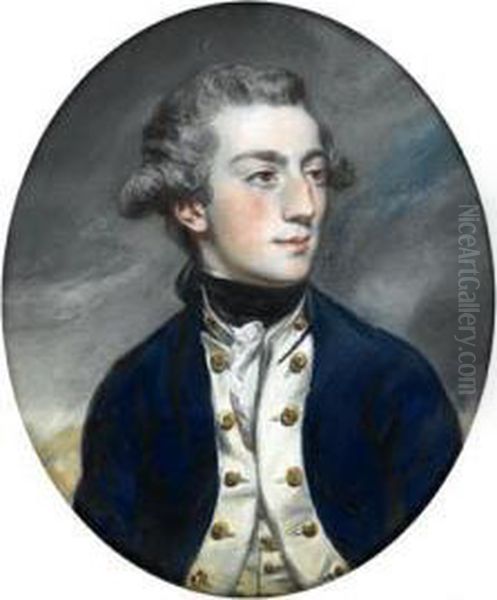 Naval Portrait: White Waistcoat, Brass Buttons Oil Painting by Daniel Gardner