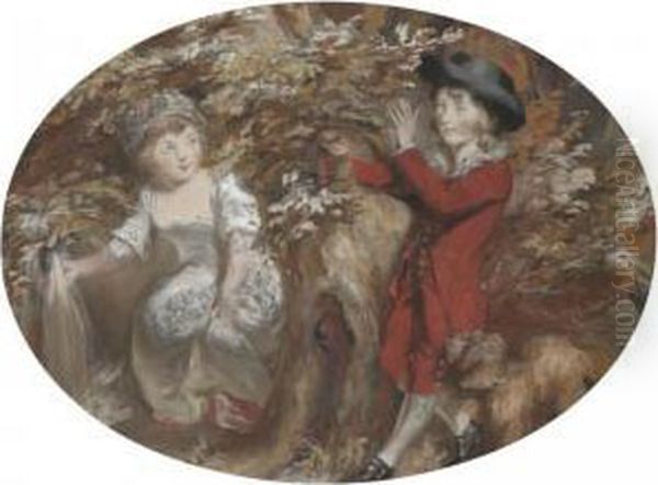 Portrait Of Two Children From The Eyre Family Oil Painting by Daniel Gardner