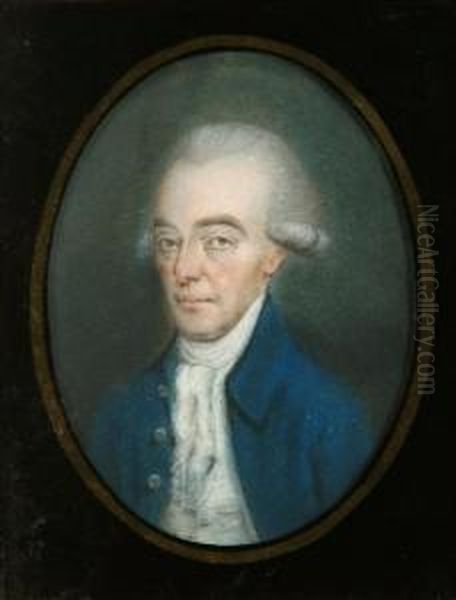 Portraitof A Gentleman Wearing A Blue Coat Oil Painting by Daniel Gardner