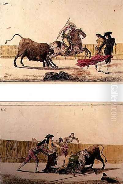 'Coleccion de las principales suertes de una corrida de toros' Oil Painting by Louis Carrogis Carmontelle