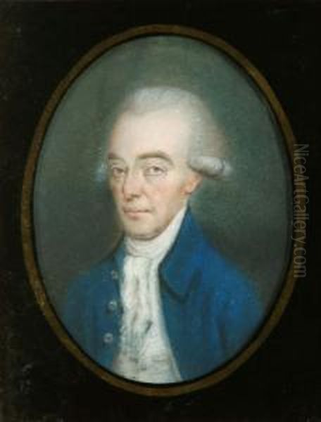 Portrait Of A Gentlemanwearing A Blue Coat Pastel Oil Painting by Daniel Gardner