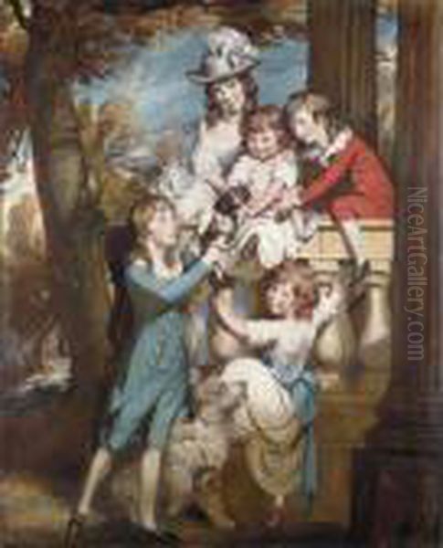 The Children Of Godfrey Thornton Oil Painting by Daniel Gardner