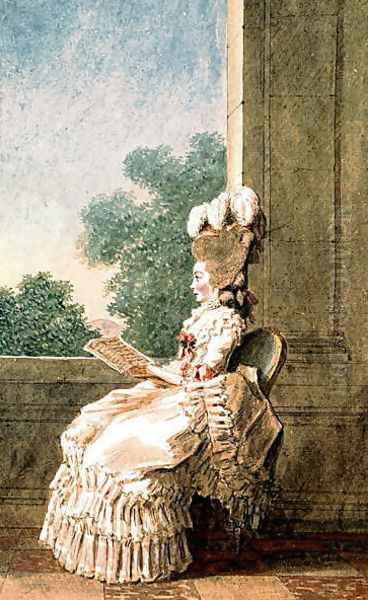 Louise-Caroline-Henriette Princess of Hesse-Darmstadt (1761-1829) c.1780 Oil Painting by Louis Carrogis Carmontelle