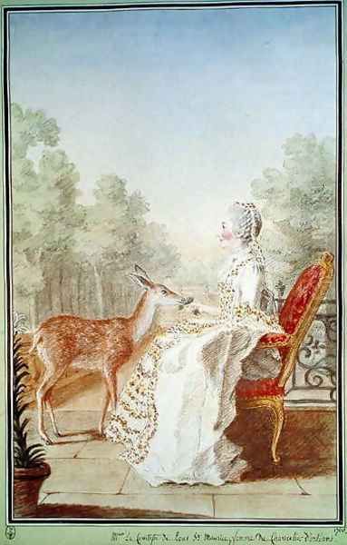 Anne-Claudine Mayneaud de la Tour, Comtesse de Pons Saint-Maurice, 1760 Oil Painting by Louis Carrogis Carmontelle