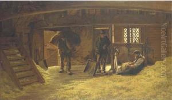 Packing The Golden Hops Oil Painting by William Biscombe Gardner